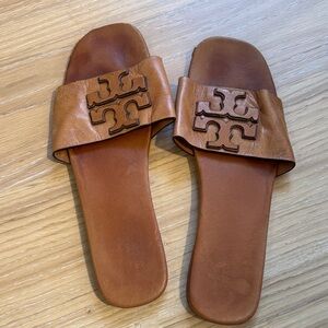 Tory Burch Tan Leather Slide Sandals size 10